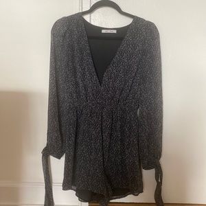 Floral romper with tie belt